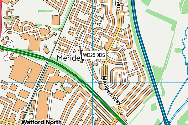 WD25 9DS map - OS VectorMap District (Ordnance Survey)