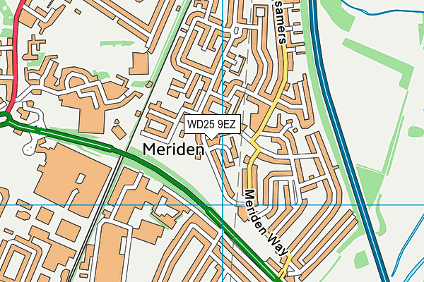 WD25 9EZ map - OS VectorMap District (Ordnance Survey)