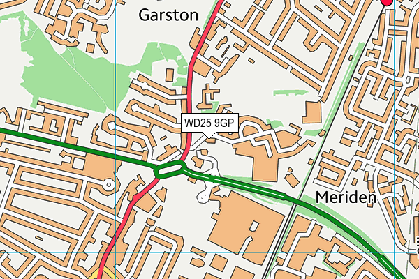 WD25 9GP map - OS VectorMap District (Ordnance Survey)