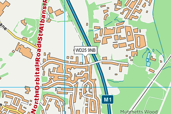 WD25 9NB map - OS VectorMap District (Ordnance Survey)