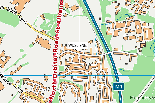 WD25 9NE map - OS VectorMap District (Ordnance Survey)