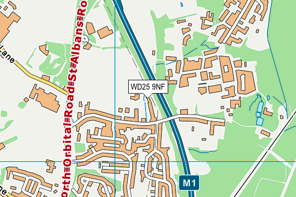 WD25 9NF map - OS VectorMap District (Ordnance Survey)