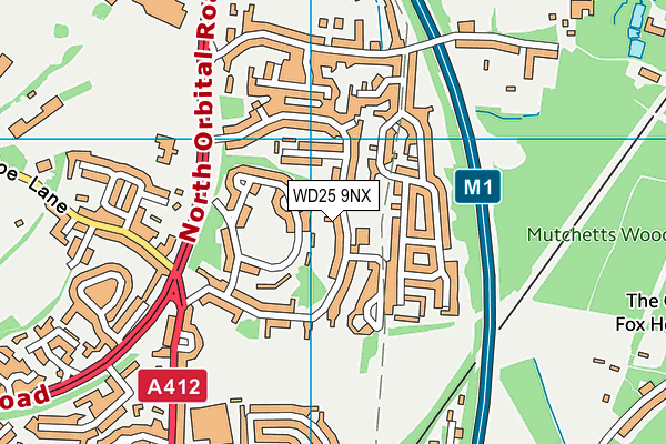 WD25 9NX map - OS VectorMap District (Ordnance Survey)