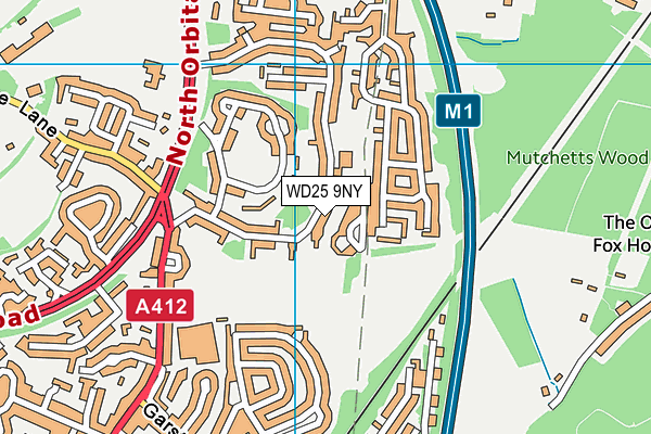 WD25 9NY map - OS VectorMap District (Ordnance Survey)