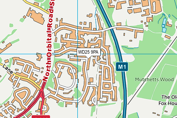 WD25 9PA map - OS VectorMap District (Ordnance Survey)