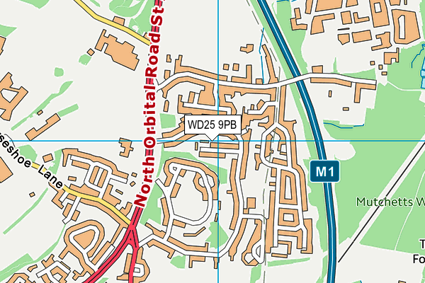 WD25 9PB map - OS VectorMap District (Ordnance Survey)