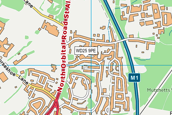 WD25 9PE map - OS VectorMap District (Ordnance Survey)