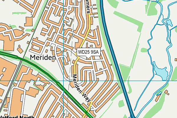 WD25 9SA map - OS VectorMap District (Ordnance Survey)