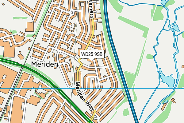 WD25 9SB map - OS VectorMap District (Ordnance Survey)