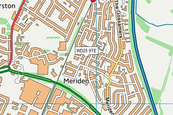 WD25 9TE map - OS VectorMap District (Ordnance Survey)