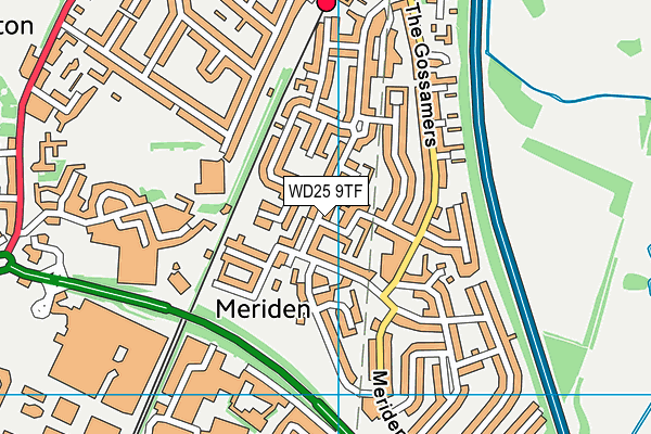 WD25 9TF map - OS VectorMap District (Ordnance Survey)