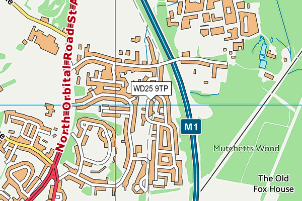WD25 9TP map - OS VectorMap District (Ordnance Survey)