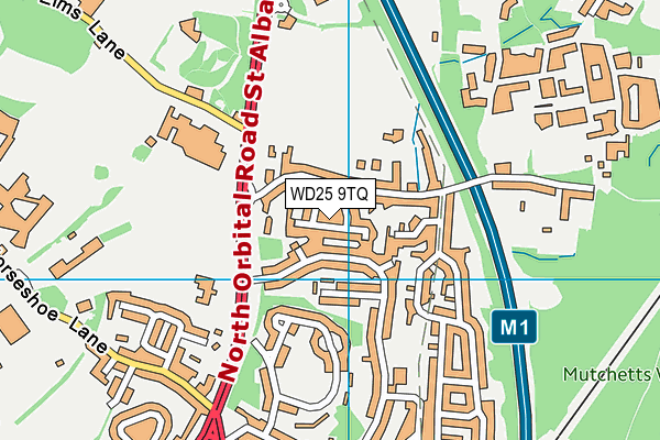 WD25 9TQ map - OS VectorMap District (Ordnance Survey)