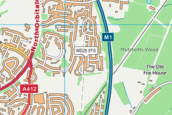 WD25 9TS map - OS VectorMap District (Ordnance Survey)