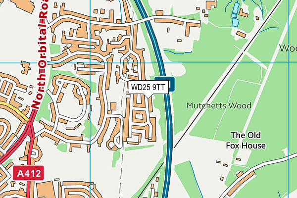 WD25 9TT map - OS VectorMap District (Ordnance Survey)