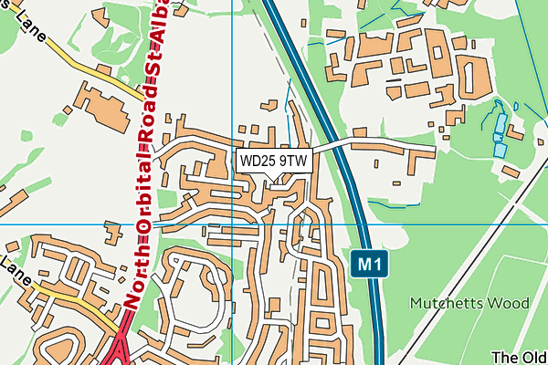 WD25 9TW map - OS VectorMap District (Ordnance Survey)