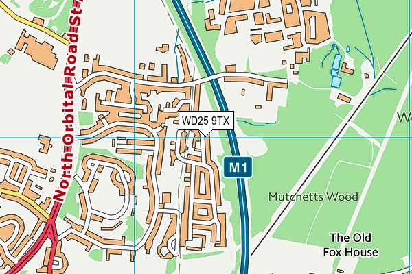 WD25 9TX map - OS VectorMap District (Ordnance Survey)