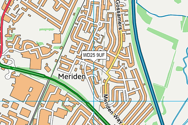 WD25 9UF map - OS VectorMap District (Ordnance Survey)