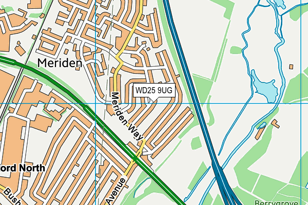 WD25 9UG map - OS VectorMap District (Ordnance Survey)