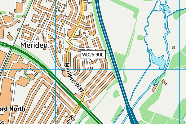 WD25 9UL map - OS VectorMap District (Ordnance Survey)