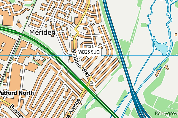 WD25 9UQ map - OS VectorMap District (Ordnance Survey)