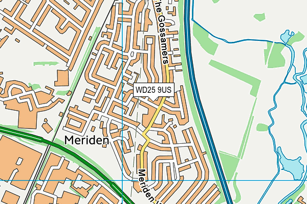 WD25 9US map - OS VectorMap District (Ordnance Survey)