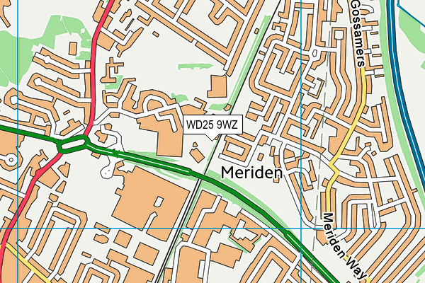 WD25 9WZ map - OS VectorMap District (Ordnance Survey)