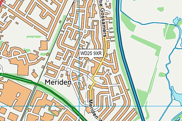 WD25 9XR map - OS VectorMap District (Ordnance Survey)