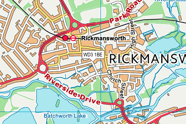 WD3 1BE map - OS VectorMap District (Ordnance Survey)