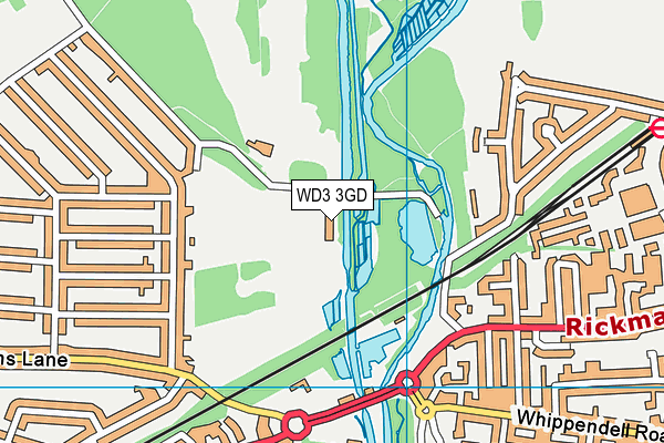 WD3 3GD map - OS VectorMap District (Ordnance Survey)