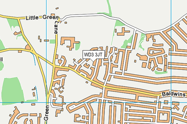 WD3 3JT map - OS VectorMap District (Ordnance Survey)