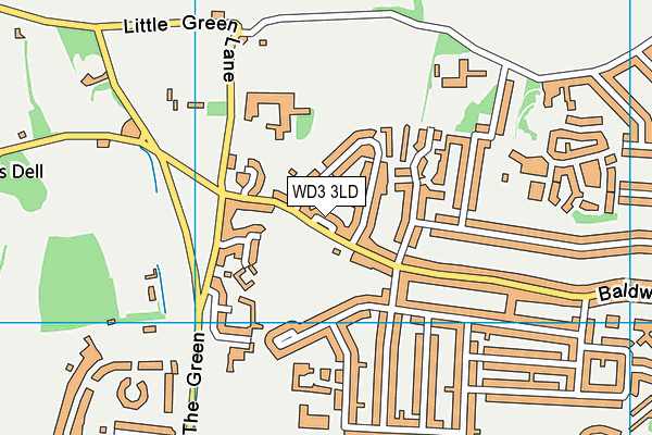 WD3 3LD map - OS VectorMap District (Ordnance Survey)