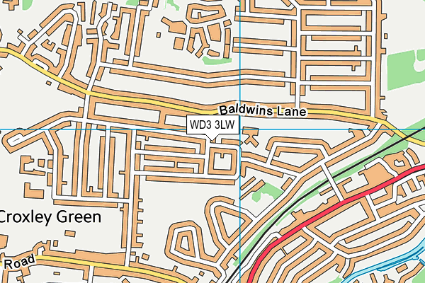 WD3 3LW map - OS VectorMap District (Ordnance Survey)