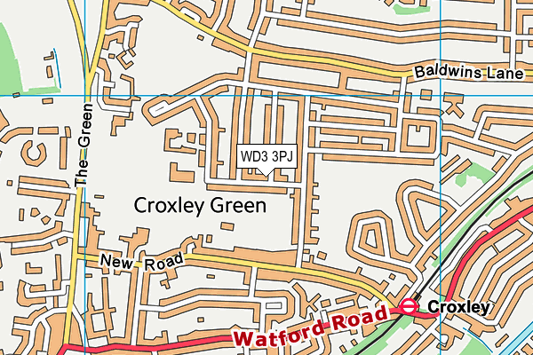 WD3 3PJ map - OS VectorMap District (Ordnance Survey)