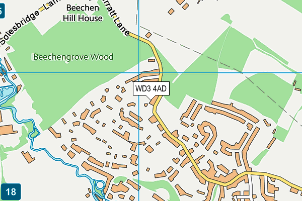 WD3 4AD map - OS VectorMap District (Ordnance Survey)