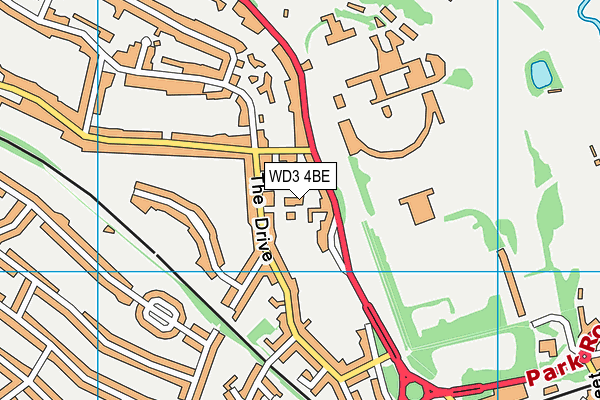 WD3 4BE map - OS VectorMap District (Ordnance Survey)