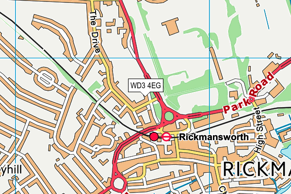 WD3 4EG map - OS VectorMap District (Ordnance Survey)
