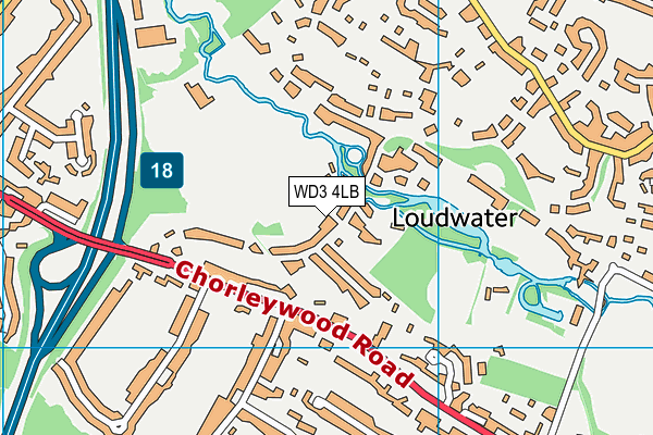 WD3 4LB map - OS VectorMap District (Ordnance Survey)