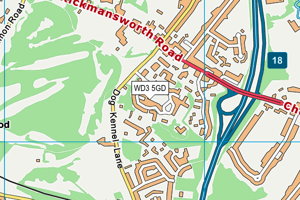 WD3 5GD map - OS VectorMap District (Ordnance Survey)