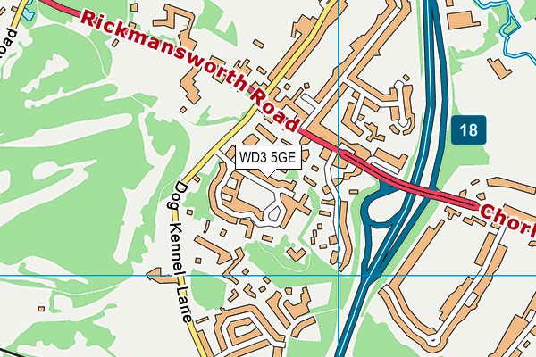 WD3 5GE map - OS VectorMap District (Ordnance Survey)