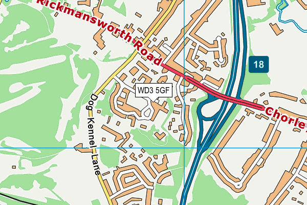 WD3 5GF map - OS VectorMap District (Ordnance Survey)
