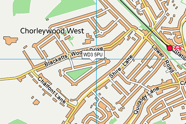 WD3 5PU map - OS VectorMap District (Ordnance Survey)