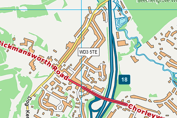 WD3 5TE map - OS VectorMap District (Ordnance Survey)