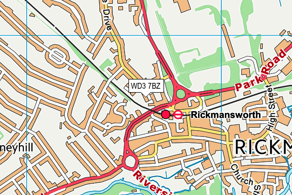 WD3 7BZ map - OS VectorMap District (Ordnance Survey)