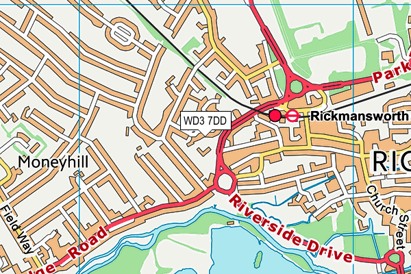 WD3 7DD map - OS VectorMap District (Ordnance Survey)