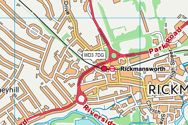 WD3 7DG map - OS VectorMap District (Ordnance Survey)