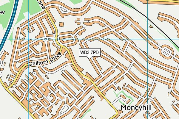 WD3 7PD map - OS VectorMap District (Ordnance Survey)