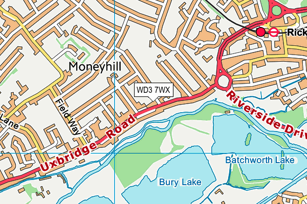 WD3 7WX map - OS VectorMap District (Ordnance Survey)