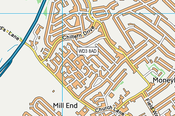 WD3 8AD map - OS VectorMap District (Ordnance Survey)