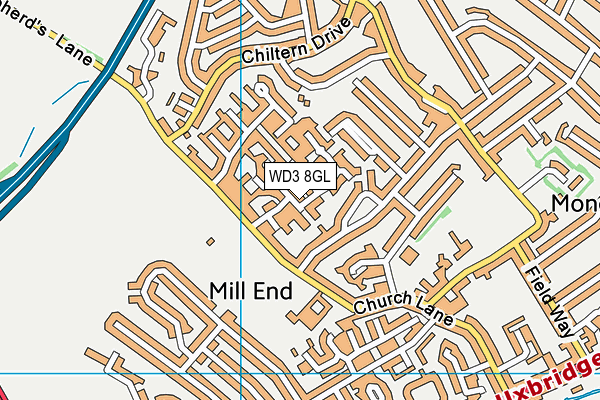 WD3 8GL map - OS VectorMap District (Ordnance Survey)